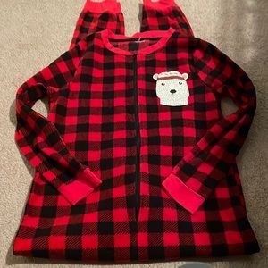 Adult small one piece fleece pajamas